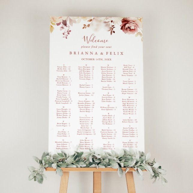 Graceful Floral Alphabetical Seating Chart (Creator Uploaded)