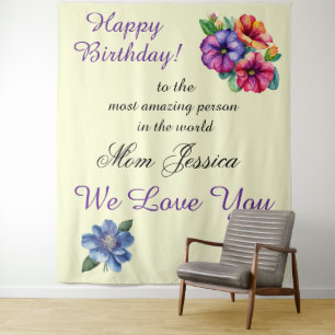 Graceful Floral Birthday Mother Celebration Tapestry
