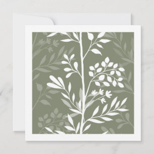 Graceful Floral Olive Sage Minimal Art Card