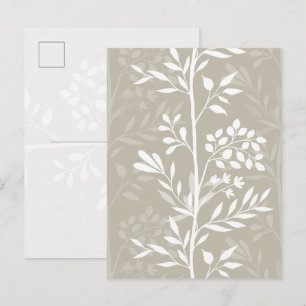 Graceful Floral Silhouette Neutral Beige Minimal Postcard