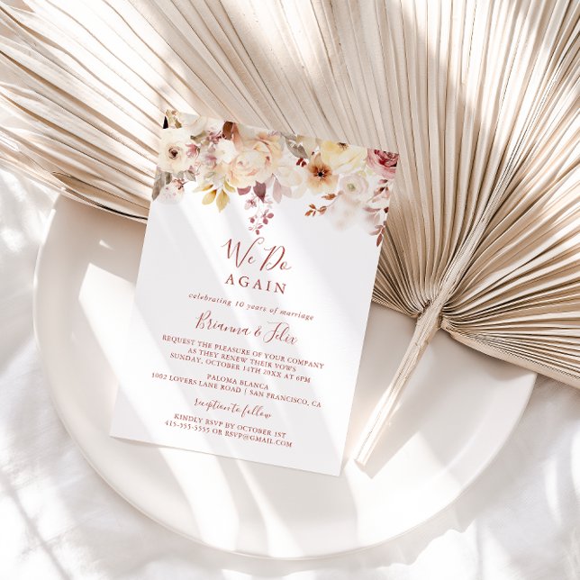 Graceful Floral We Do Again Vow Renewal Invitation (Creator Uploaded)