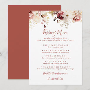 Graceful Floral Wedding Kissing Menu Game Card
