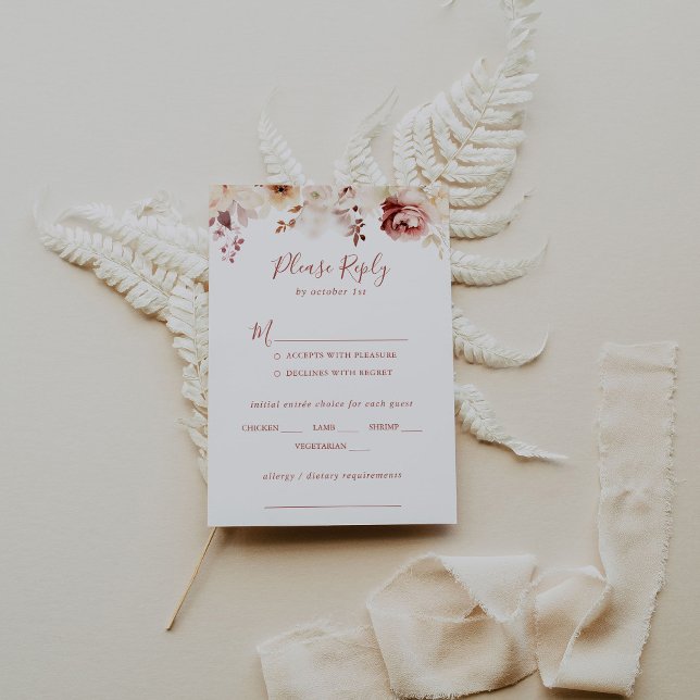 Graceful Floral Wedding Menu Choice RSVP (Creator Uploaded)