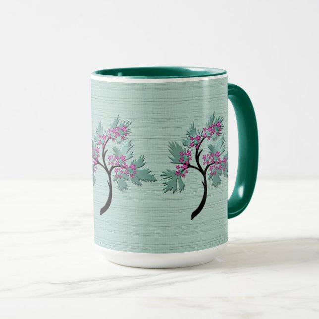 Graceful Flowering Tree Green + Plum  Mug (Front Right)