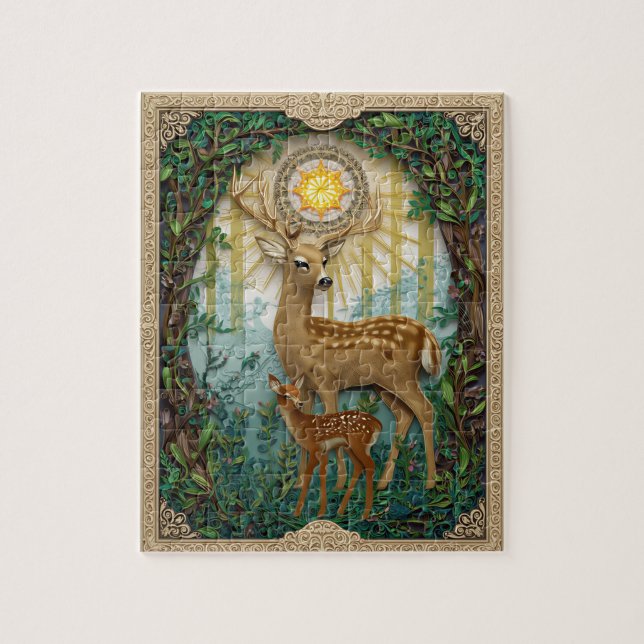 Graceful Forest Deer - Paper Quilling Jigsaw Puzzle (Vertical)