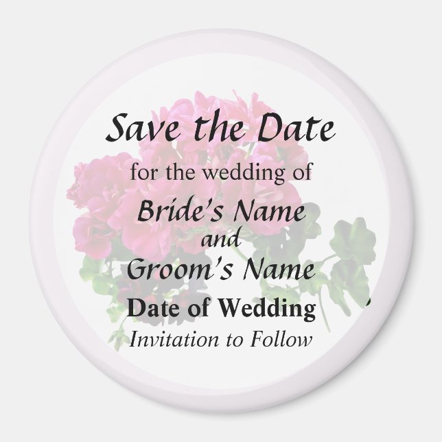 Graceful Geraniums Save the Date Magnet (Front)