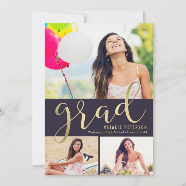 Graceful Glow EDITABLE COLOR Graduation Photo Card (Front)