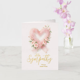 Graceful Gold Foil Ribbon Heart Sympathy AML26 Greeting Card