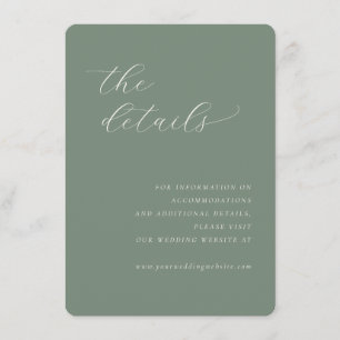 Graceful Green Calligraphy Wedding Details Enclosure Card