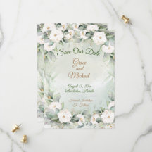 Graceful Greenery Wedding Flat Save The Date Card