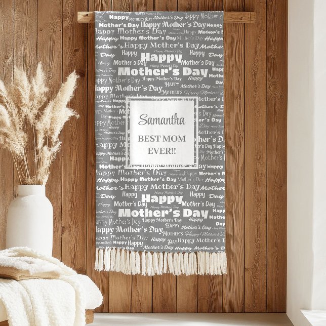 Graceful Grey Script Mother’s Day Personalized  Sherpa Blanket (Graceful Grey Script Mother’s Day Personalized Sherpa Blanket )