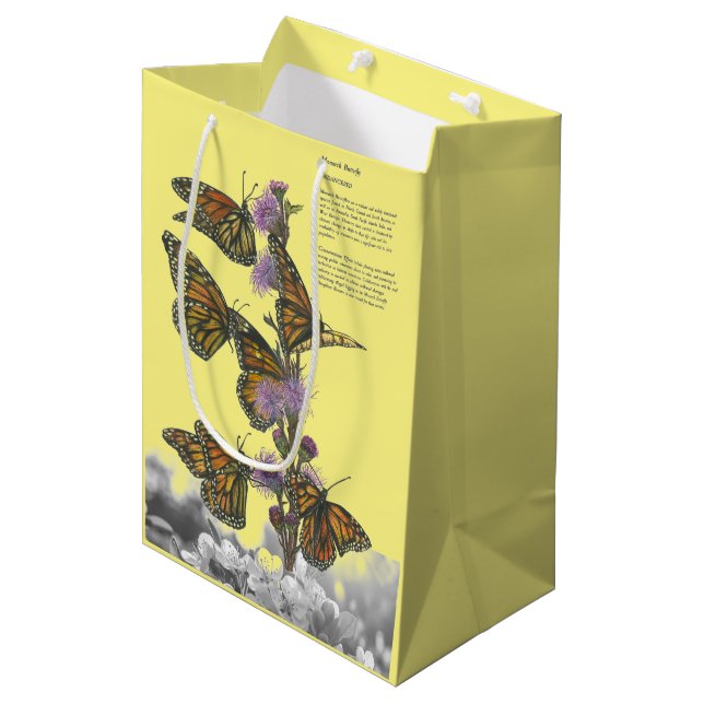 Graceful Hand-Painted Monarch Butterflies Medium Gift Bag (Front Angled)
