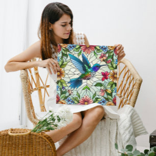 Graceful Hummingbird with Stained Glass Effect Canvas Print