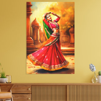 Graceful Indian Dancer in Vibrant Attire Canvas Print