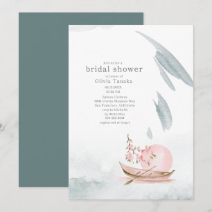 Graceful Japanese Boat in Moonlight Bridal Shower Invitation