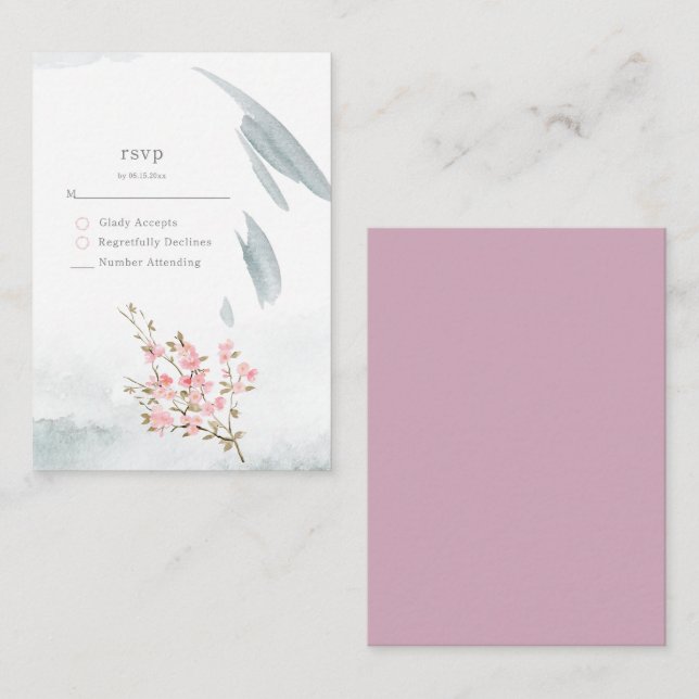 Graceful Japanese Moonlight RSVP Card (Front/Back)