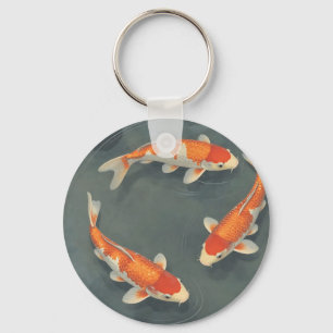 Graceful Koi Fish Pond Serenity Design Keychain