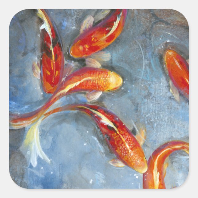 Graceful Koi II Square Sticker (Front)