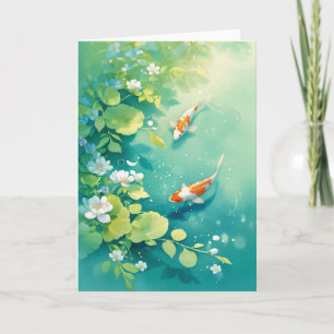 Graceful Koi in a Tranquil Pond Card