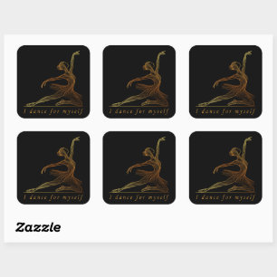 Graceful Line Art Ballerina - I Dance For Myself Square Sticker