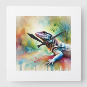 Graceful Lizard 240824AREF128 - Watercolor Square Wall Clock