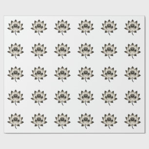 Graceful Lotus – Ink Brush Flower on Wrapping Paper