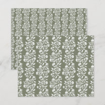 Graceful Moss Green Floral Pattern Scrapbook Paper