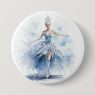 Graceful Nutcracker Snow Queen in White 3 Inch Round Button