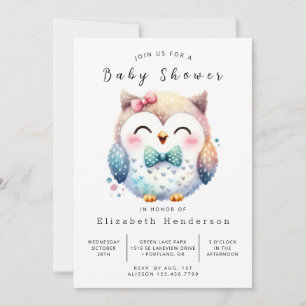 Graceful Online Owl Baby Shower Invitation