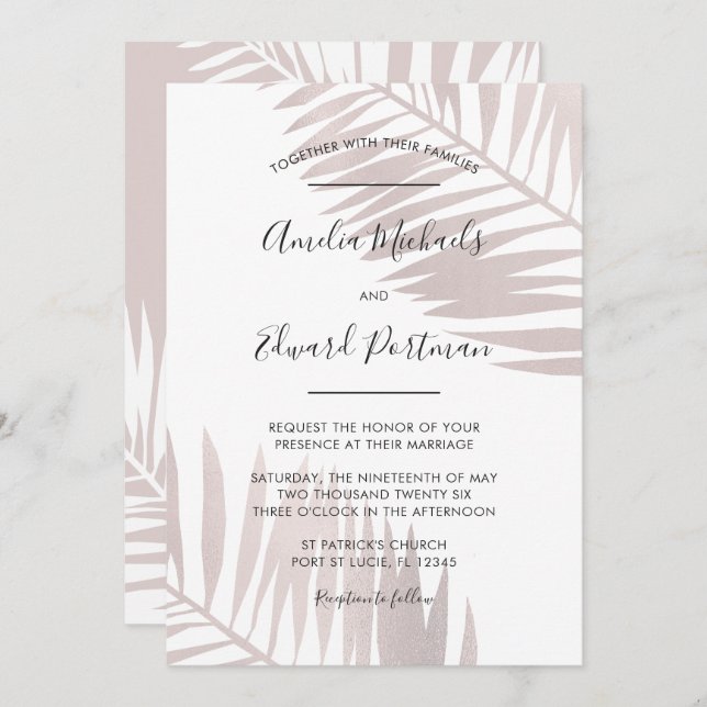 Graceful Palms Wedding Invitation (Front/Back)