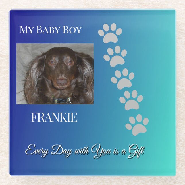 Graceful Pawprints Keepsake Glass Coaster (Front)