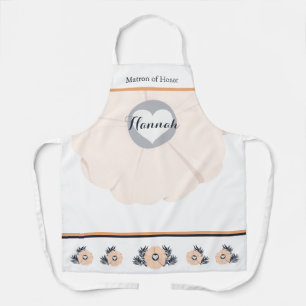 Graceful Peach Floral Pattern Maid of Honour Apron