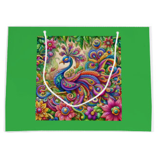 "Graceful Peacock-Themed Gift Bag