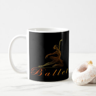 Graceful Pose of a golden Line Art Ballerina Coffee Mug