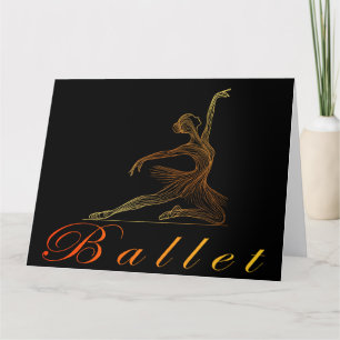 Graceful Pose of a golden Line Art Ballerina Thank You Card