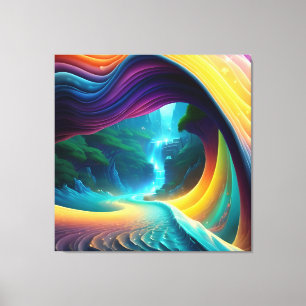 Graceful Rainbow Waterfall Landscape Canvas Print
