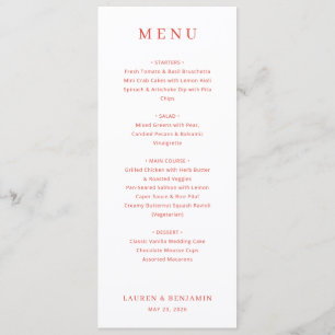 Graceful Red Calligraphy Menu