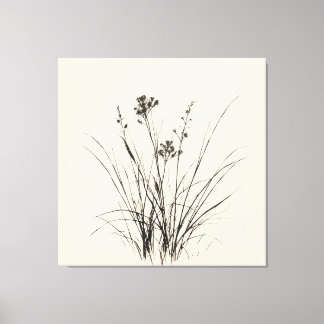 Graceful Reeds Sketch: Detailed Pencil Drawing Canvas Print