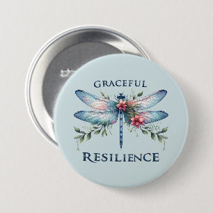 Graceful Resilience - Artistic Dragonfly 3 Inch Round Button