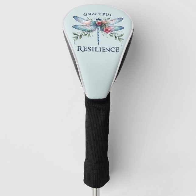 Graceful Resilience - Artistic Dragonfly Golf Head Cover (Front)
