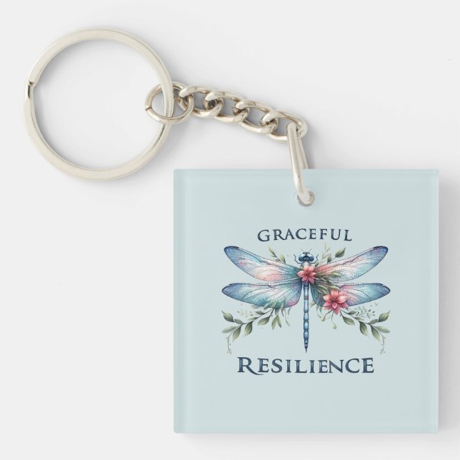 Graceful Resilience - Artistic Dragonfly Keychain (Front)