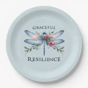 Graceful Resilience - Artistic Dragonfly Paper Plate