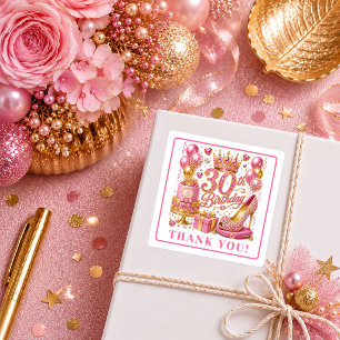 Graceful Rose Gold Confetti 30th Birthday Stickers