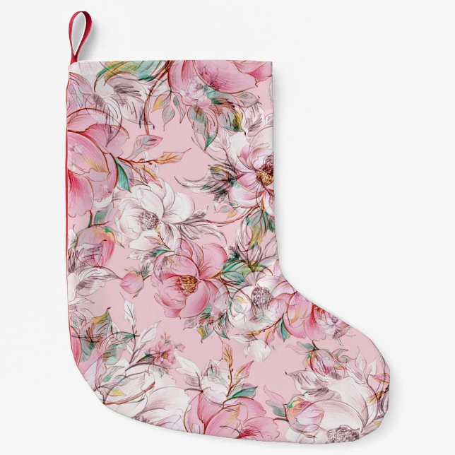 Graceful roses: buds seamless pattern small christmas stocking (Front)