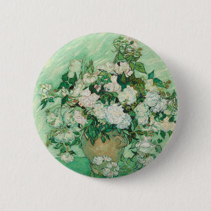 Graceful Roses in a Vase by Vincent van Gogh 2 Inch Round Button