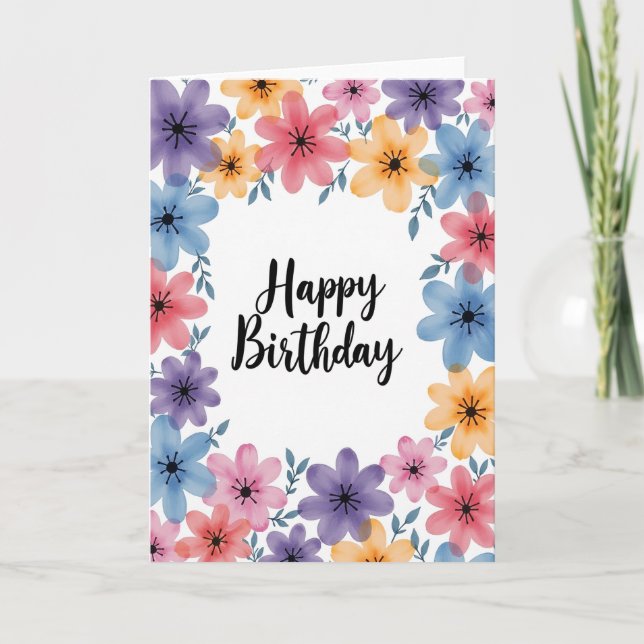Graceful Script Birthday Card (Front)