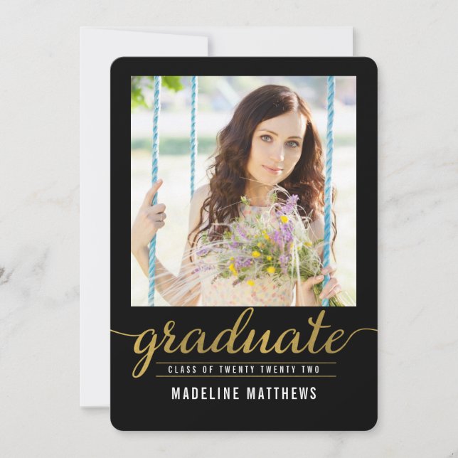 Graceful Script EDITABLE COLOR Graduation Card (Front)