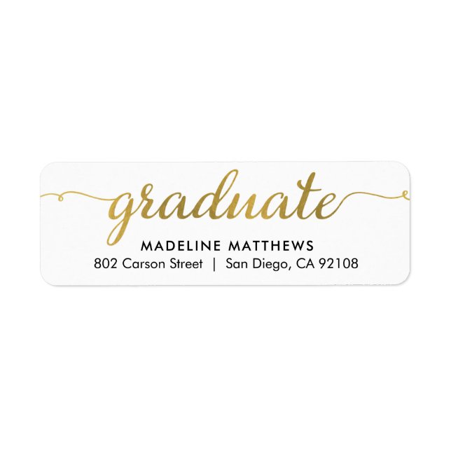 Graceful Script Graduation Return Address Label (Front)