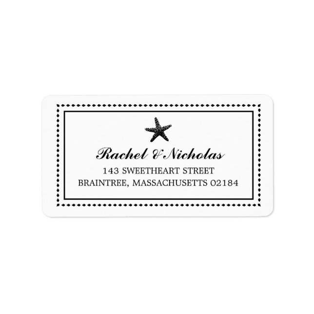 Graceful Starfish Black | Mailing Address Label (Front)