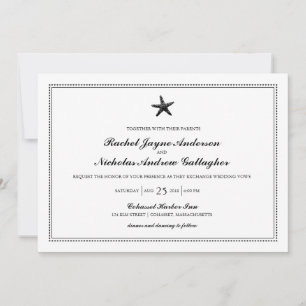 Graceful Starfish Classic Black   Wedding Invitation